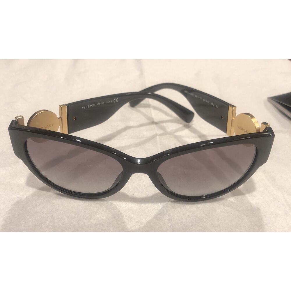 Authentic Versace Medusa Black and Gold Sunglasses VE4361 GB1/11 Cat Eye Design